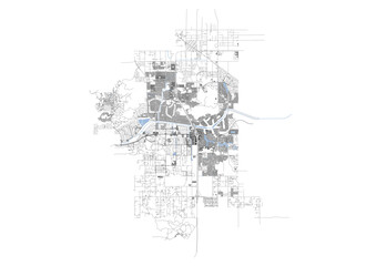 A minimalist line-art map of Menifee, California, featuring its streets and highways.