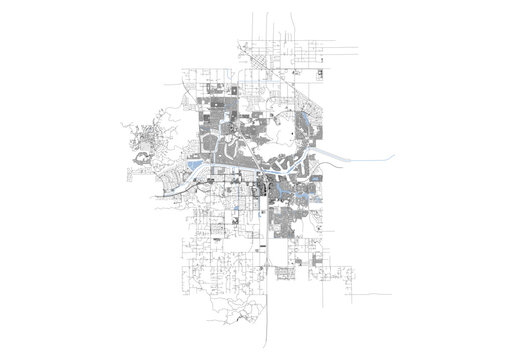 A minimalist line-art map of Menifee, California, featuring its streets and highways.