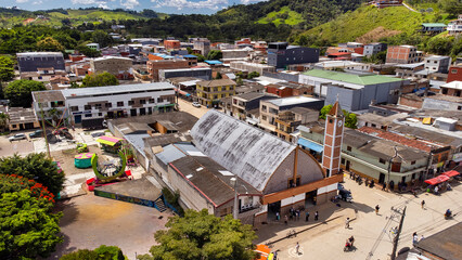 Fototapeta premium Vegachi, Antioquia, Colombia. September 21, 2025. Parish of Our Lady of Carmen