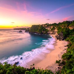 Dramatic sunset over a tropical beach
