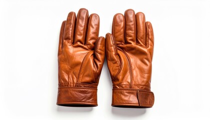 Leather Gloves: A pair of classic leather gloves, their warm brown hue suggesting both durability and timeless elegance, set against a soft background, an emblem of style and protection.