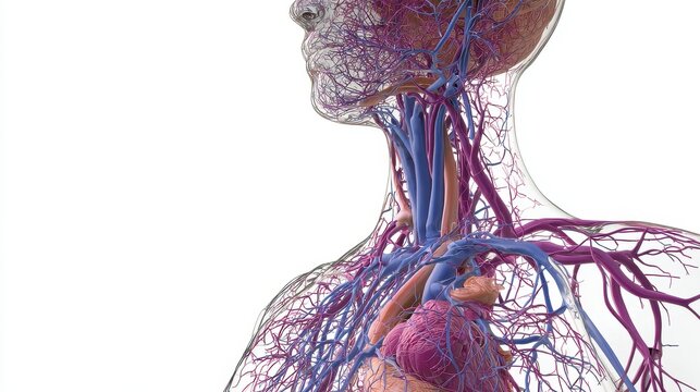 Comprehensive 3D illustration of human lymphatic system, isolated on white background.