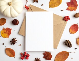 Autumn greeting card mockups (invites, holiday cards, menus).

