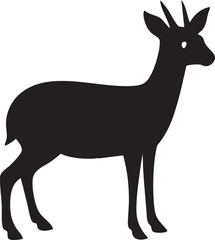 Cute African Dik-dik Silhouettes Vector Icon - Small Antelope in Black Profile