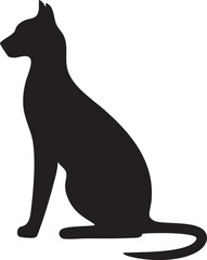 Elegant African Serval Silhouettes Vector Icon - Sitting Wild Cat in Black