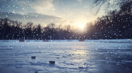 Snowy winter ice rink