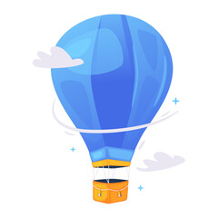 Blue Air Balloon Flying Vector Object