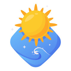 Sun and Waves Tropical Summer Holiday Vector Object