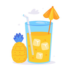 Fresh Tropical Pineapple Juice Vector Object