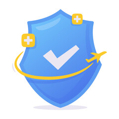 Blue Shield Travel Insurance Vector Object