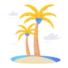 Coconut Tree Tropical Island Vector Object