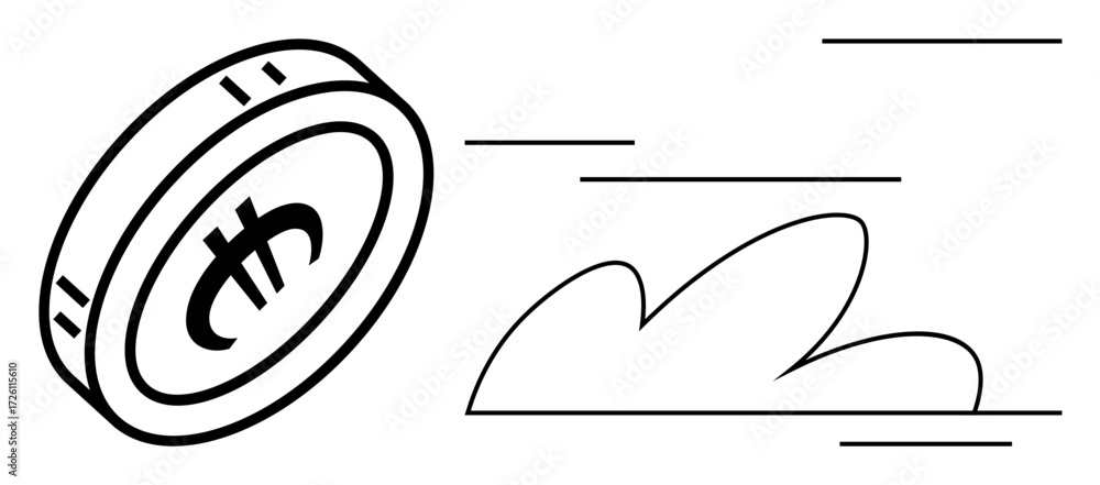 Aufkleber coin with currency sign speeding forward as motion lines and minimal design imply rapid progress. id