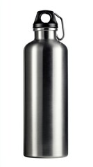 Sleek Stainless Steel Water Bottle - Studio Shot on White Background.