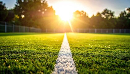 white line on green grass stadium