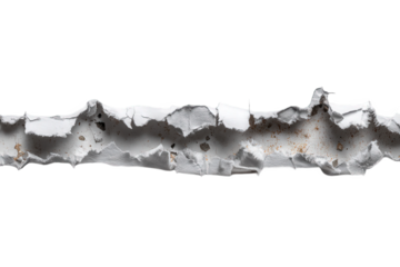 Torn White Paper with Brown Spots on Black Background