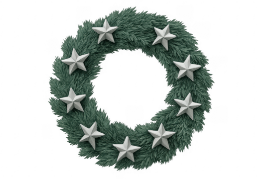 Christmas wreath decorating festive celebration with stars - Powered by Adobe