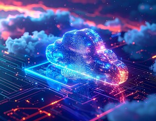 Futuristic cloud computing concept