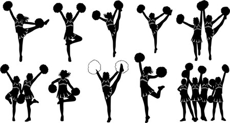 Cheerleader silhouette, Cheerleader Cut Files, Cheer , Cheer Girls Silhouette Bundle, Cheerleader silhouettes, Cheerleader girl vector 