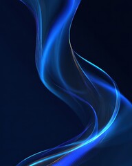 Naklejka premium Ethereal Blue Swirls - Abstract Digital Art, Glowing Energy, Dark Background.