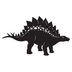 Fototapeta premium black and white silhouette of a Stegosaurus vector on a white background