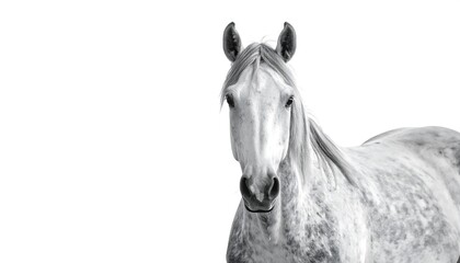 Gray horse portrait against white background