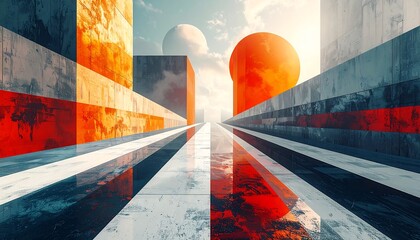 Futuristic concrete pathway