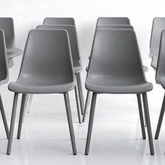 Gray plastic chairs in a row