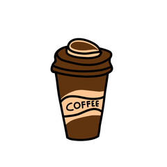 Coffee cup illustration. Hand-drawn illustration of coffee in a cup. Flat design coffee illustration
