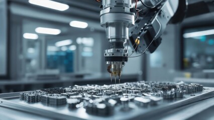 Automated Manufacturing - Robotic Arm Precision Machining Metal Parts.