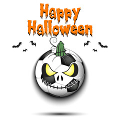 Happy Halloween. Soccer ball as pumpkin