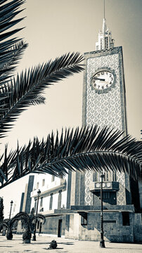 famous algerian landmarks in black and white, Annaba train station