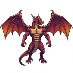 Dragon mascot illustration with fierce and powerful look. Mythical creature symbol isolated on white background. Perfect for esport logo, fantasy emblem, and branding design.