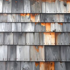 Gray wood siding with weathered patches