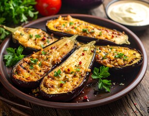 Gourmet Grilled Eggplant Boats with Cheesy Filling