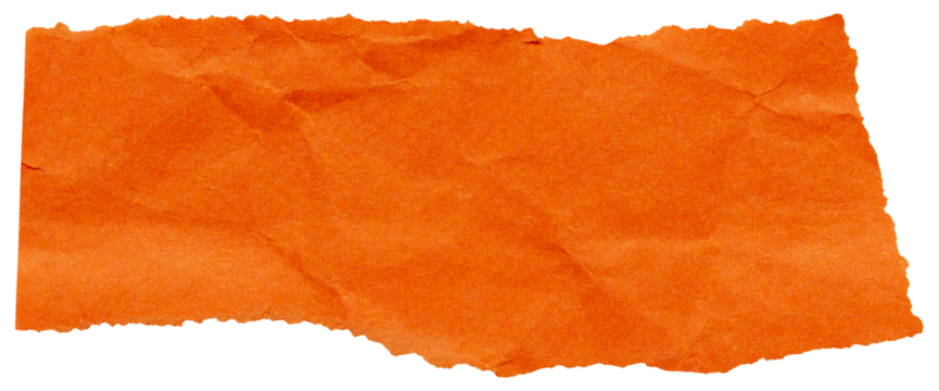 Strip of crumpled bright orange paper with torn edges, isolated scrap for scrapbooking design - Powered by Adobe