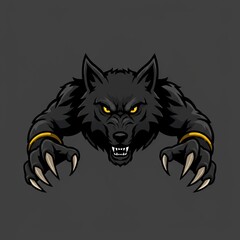 Wolf mascot illustration with fierce and wild look. Strong predator symbol isolated on white background. Perfect for esport logo, sports team emblem, and branding design.