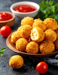 Crispy cheese balls on a plate