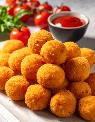 Crispy cheese balls stacked high