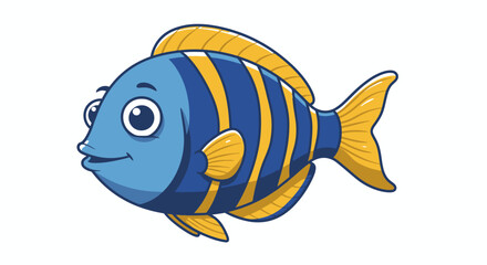 Fototapeta premium A vibrant cartoon illustration of a colorful fish, rendered in a vector format, ideal for use in educational materials or playful design projects, showcasing a friendly aquatic creature.