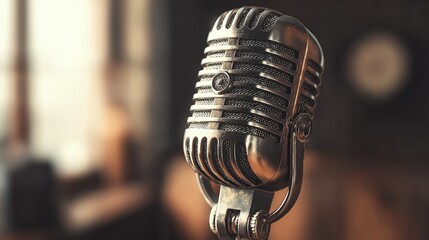 Vintage Microphone In Studio Setting