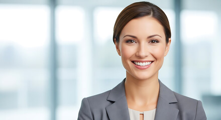 Confident Smiling Businesswoman Portrait in Modern Office Environment