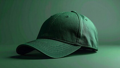Green baseball cap on a green backdrop