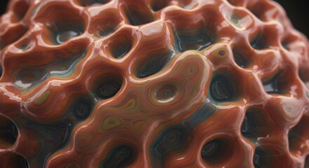 a close up view of a red and black substance