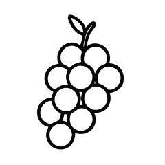 black and white line art illustration of a grape