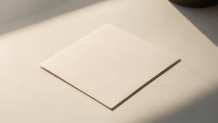 Blank square paper card mockup on a neutral surface with soft shadow.