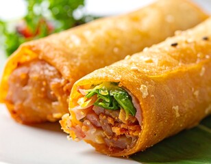 Crispy spring rolls on a plate