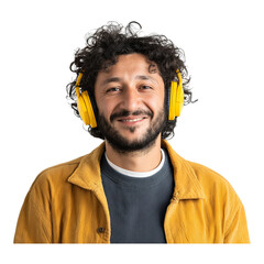 man with headphones on a transparent background 