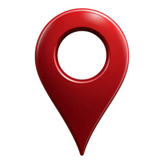3D red map pointer icon isolated on white background