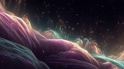 Abstract Glowing Particle Waves In Dark Space