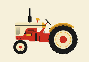A simplified colorful tractor illustration on a light background